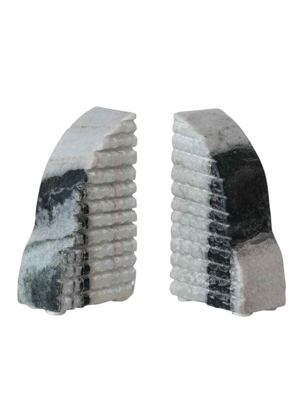 CREATIVE CO-OP NWT Carved Marble Bookends, Set of 2 -black